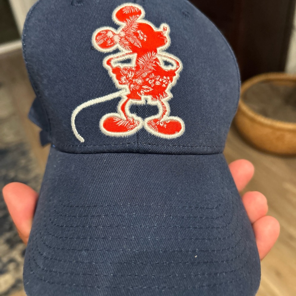 Tommy Bahama X Disney Strap Back Hat Cap Red Mickey Mouse Floral Navy Blue Rare